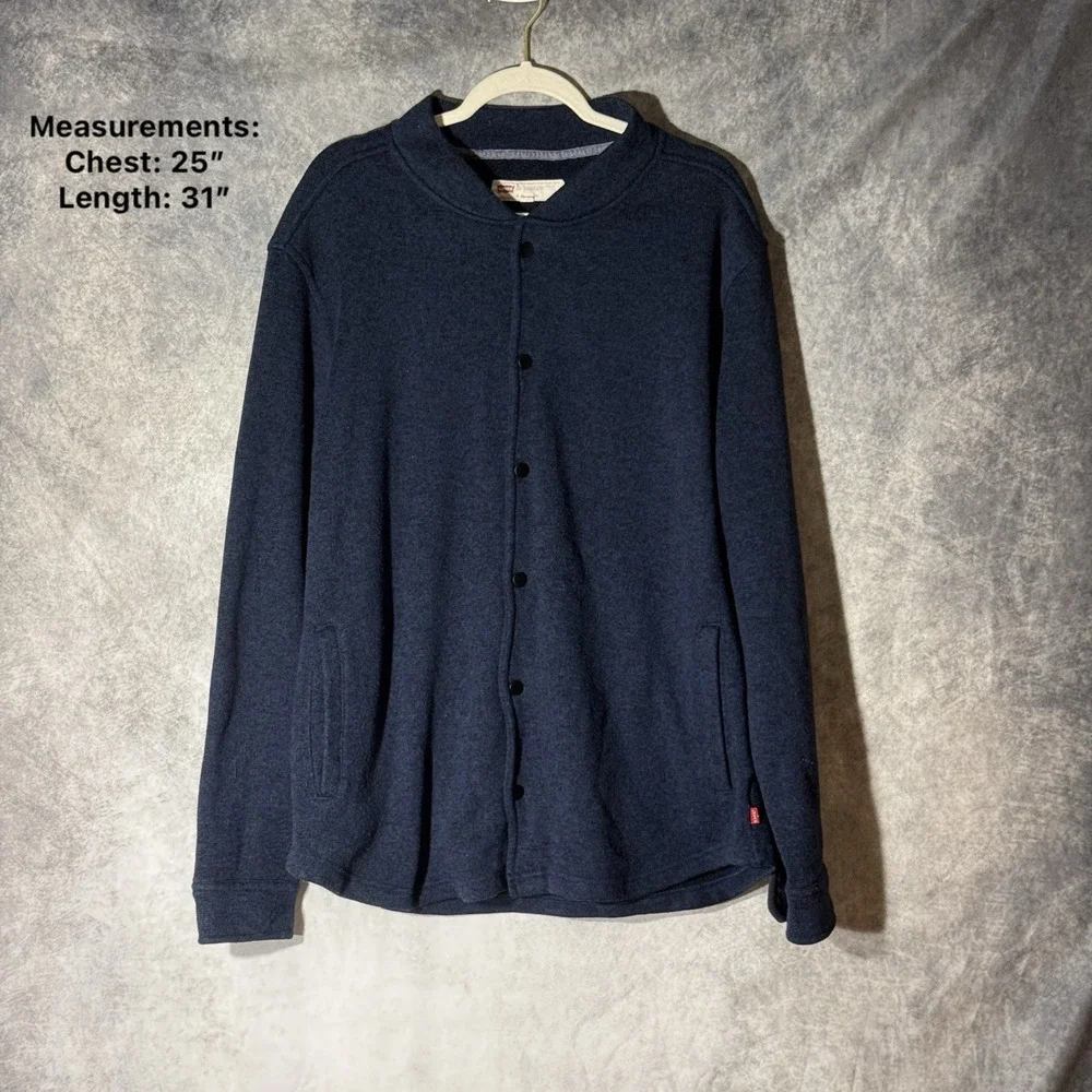 Levi's Men's XL Fleece Shirt Jacket‎ Blue Snap Button Shacket W/ Pockets